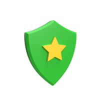 escudo com conceito de estilo de desenho animado modelo ícone 3d estrela. renderizar ilustração png