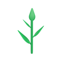 Leaf of plant 3d icon model cartoon style concept. render illustration png