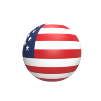 concepto de estilo de dibujos animados de modelo de icono 3d de bola de país de América. hacer ilustración png