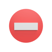 No entry mark 3d icon model cartoon style concept. render illustration png