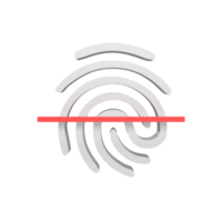 Scanned fingerprint 3d icon model cartoon style concept. render illustration png