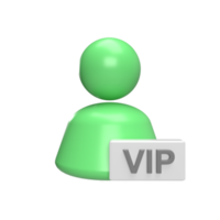 3D-gebruiker met badge VIP. render illustratie png