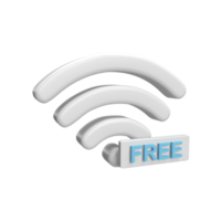 3D wifi icon with free word concept. rendered illustration png