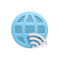 3D web icon with wifi concept. rendered illustration png