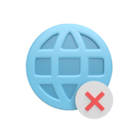 3D web icon with cross mark concept. rendered illustration png