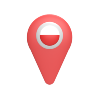 3D pin map with Poland flag. Rendered illustration png