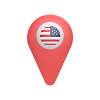 Mapa de pines 3d con bandera americana. ilustración procesada png