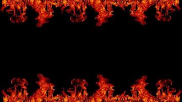 Dangerous hot inferno fire flames photo frame abstract fire squares on black background for design.