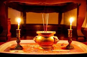 burning incense sticks photo