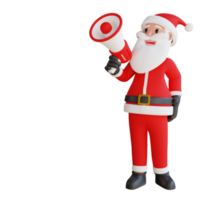 3d render santa with megaphone png