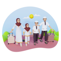 3d renderização muçulmana de viagem muçulmana png