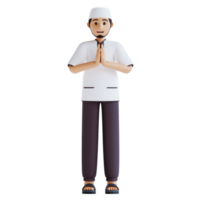 3d renderização do homem muçulmano namaste pose png