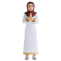 3d render moslimvrouwen namaste pose png