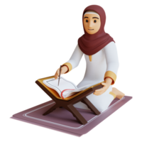 3d rendem mulheres lendo al quran png