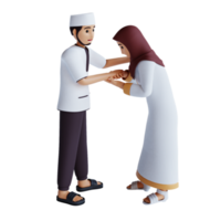 3D render moslim paar vergeef elkaar in eid al fitri png