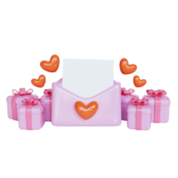 3d render gift present with envelope pink celebrate mother day png