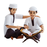 3D-Rendering Mann und Junge, die Al Quran lesen png