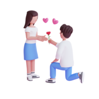 3d render pareja celebrando personaje png