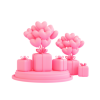 3D-Render-Valentine-Podium mit Liebesballon png
