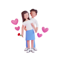 3d render pareja celebrando san valentín png