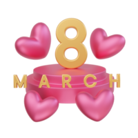 3d render podio del día internacional de la mujer del 8 de marzo png