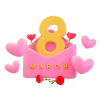 3d render 8 march womens day envelope png