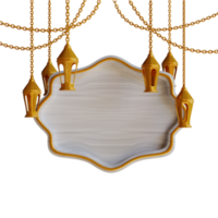 3d render gold lantern and frame png