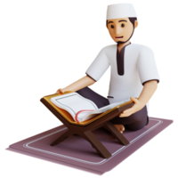 3d render man reading Al Quran png