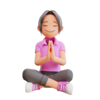 cute girl meditating png