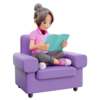 süßes Mädchen sitzt mit gekreuzten Beinen und hält ein Buch, das zu Hause studiert