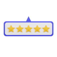 classificação de 5 estrelas e revisão de ilustração 3d png