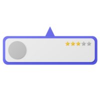 classificação de 3 estrelas e revisão de ilustração 3d png