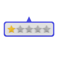 1 Star Rating and Review 3d Illustration png
