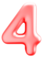 Number 4 3d Red Element png