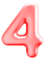 numero 4 3d elemento rosso png