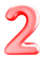 Number 2 3d Red Element png