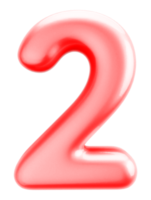 numero 2 3d elemento rosso png