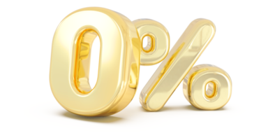 Number 0 percent gold 3d png