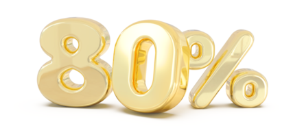 Number 80 percent gold 3d png