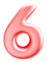 Number 6 3d Red Element png