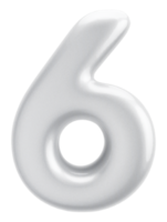 Number 6 3d silver Element png