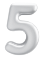 Number 5 3d silver Element png