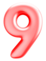 Number 9 3d Red Element png