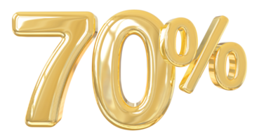 numero 70 percento oro 3d png