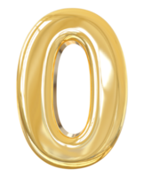 Number 0 Gold 3d png