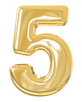 Number 5 Gold 3d png