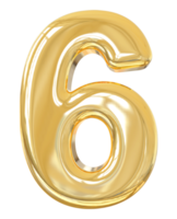 Number 6 Gold 3d png