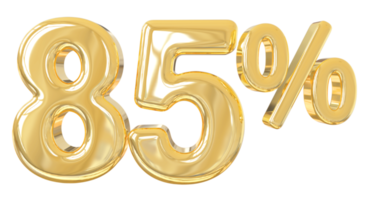 numero 85 percento oro 3d png