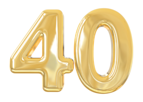 numéro 40 or 3d png