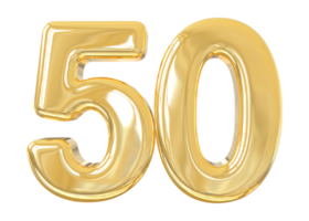 numero 50 oro 3d png